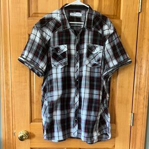 BKE Black, White, and Red Plaid short Sleeve Shirt